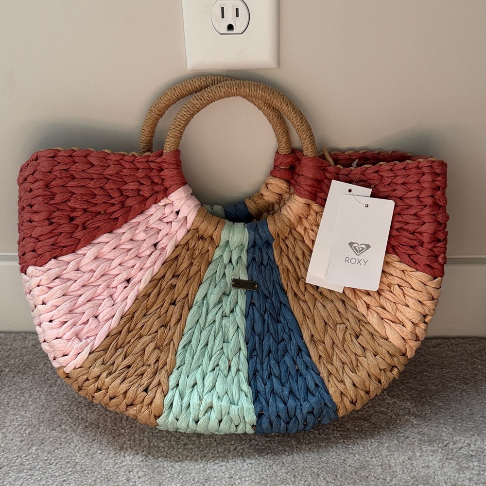 Roxy Colorful Woven Tote Bag
